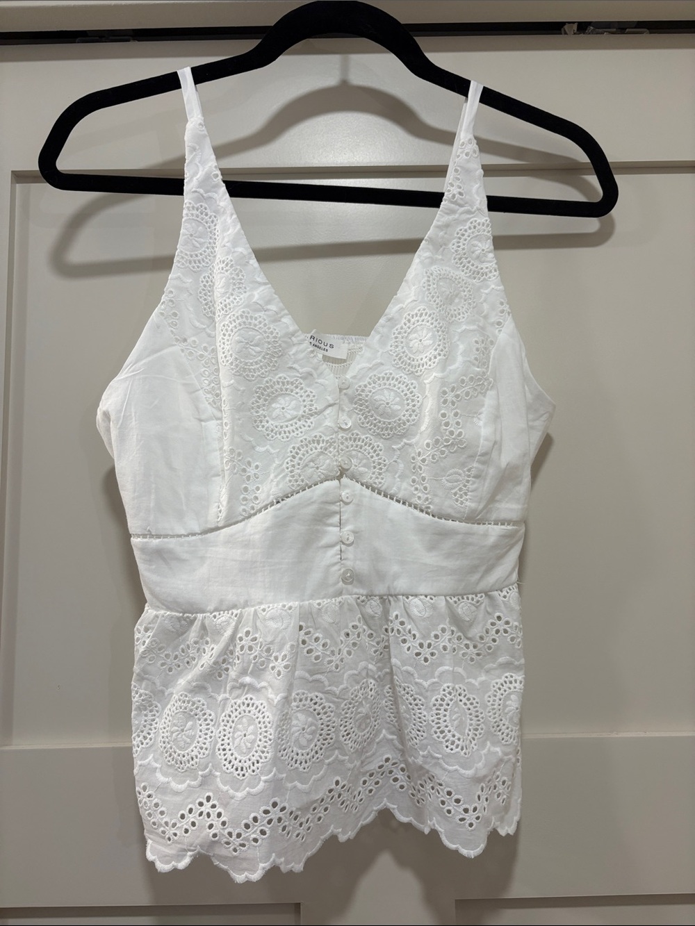 White Eyelet Lace Camisole Tank Top - Brand: Unknown